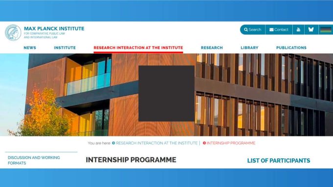 Max Planck Institute Law Internship